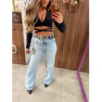 Calça Wide Leg Jeans Claro