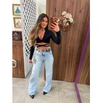 Calça Wide Leg Jeans Claro