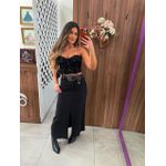 Top Corset Flores Preto