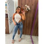 Calça Jeans Skinny Cropped Cintura Média Lez