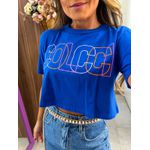 Camiseta Cropped Azul Colcci