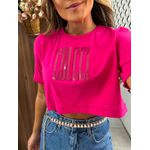 Camiseta Cropped Logo Pink Colcci 