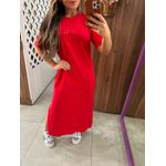 Vestido Comfort Midi Com Fenda Vermelho Colcci