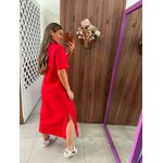 Vestido Comfort Midi Com Fenda Vermelho Colcci