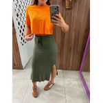 Camiseta Cropped Laranja Colcci 