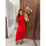 Vestido Canelado Midi Vermelho Colcci 