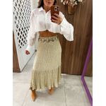 Saia Midi Estampada Oliva Floral Tule 