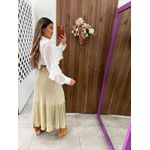 Saia Midi Estampada Oliva Floral Tule 