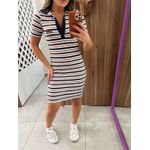 Vestido Mini Listrado com Gola Polo Colcci 