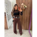 Calça Wide Leg Alfaiataria Marrom 
