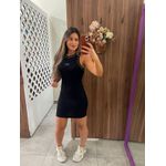 Vestido Canelado Cavado Preto Colcci 