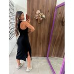 Vestido Midi Com Fenda Lateral Preto Colcci 