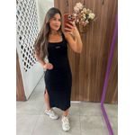 Vestido Midi Com Fenda Lateral Preto Colcci 