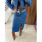 Saia Jeans Midi Assimétrica Alcance