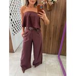 Calça Pantalona Madalena Marrom Bordo