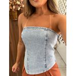 Cropped Barra Assimétrica Jeans Alcance 