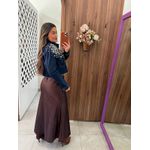 Jaqueta Jeans Escuro Bordada Pedraria 