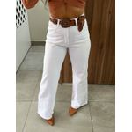 Calça Wide Leg Sarja Branca Desfiada