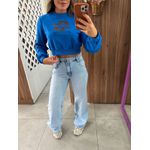 Moletom Cropped Azul Handmade Colcci 