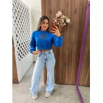 Moletom Cropped Azul Handmade Colcci 