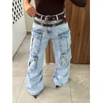 Calça Jeans Cargo Utility Marmorizado Claro