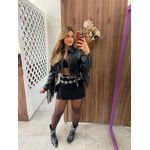 Jaqueta Courino Preta Franjas Kiara