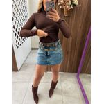 Blusa Tule Marrom Gola Alta