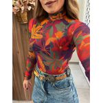 Blusa Gola Tule Floral Tropical Farm
