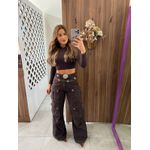 Calça Jeans Cargo Utility Marrom Alcance