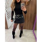 Blusa Tule Preta Gola Alta 