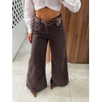 Calça Jeans Pantalona Palazzo Marrom Alcance