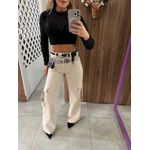 Calça Cargo Jeans Bege