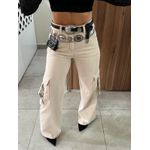 Calça Cargo Jeans Bege