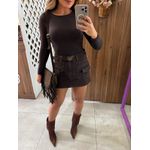 Saia Jeans Cargo Utility Marrom Alcance 
