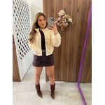 Casaco Teddy Peluciado Bege Feminino