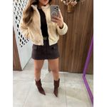 Casaco Teddy Peluciado Bege Feminino
