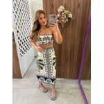 Saia Midi Reta Estampada Jardim Tropical Farm
