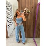 Calça Jeans Wide Leg Brilhos
