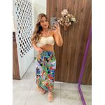 Saia Estampada Midi Plissada Bem Querer Farm