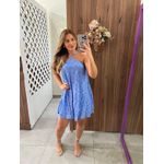 Vestido Frente Única Curto Estampado Azul Com Amarração Lez a Lez 