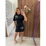 Vestido Curto Com Drapeados Laterais E Bordados Em Malha Lez a Lez 