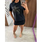 T-shirt Em Algodão Penteado Com Bordado E Paetês Lez a Lez 