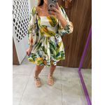 Vestido Curto Manga Estampado Tropicália Farm
