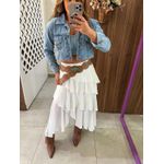 Saia Midi Babados Branca Bella