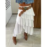 Saia Midi Babados Branca Bella