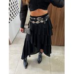 Saia Midi Babados Preta Bella 