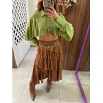 Saia Midi Babados Marrom Bella 