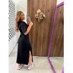 Vestido Preto Midi Comfort com Fenda Colcci