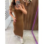 Vestido Marrom Canelado Midi Justo Colcci 