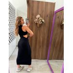 Vestido Preto Midi Canelado Com Recortes Colcci
